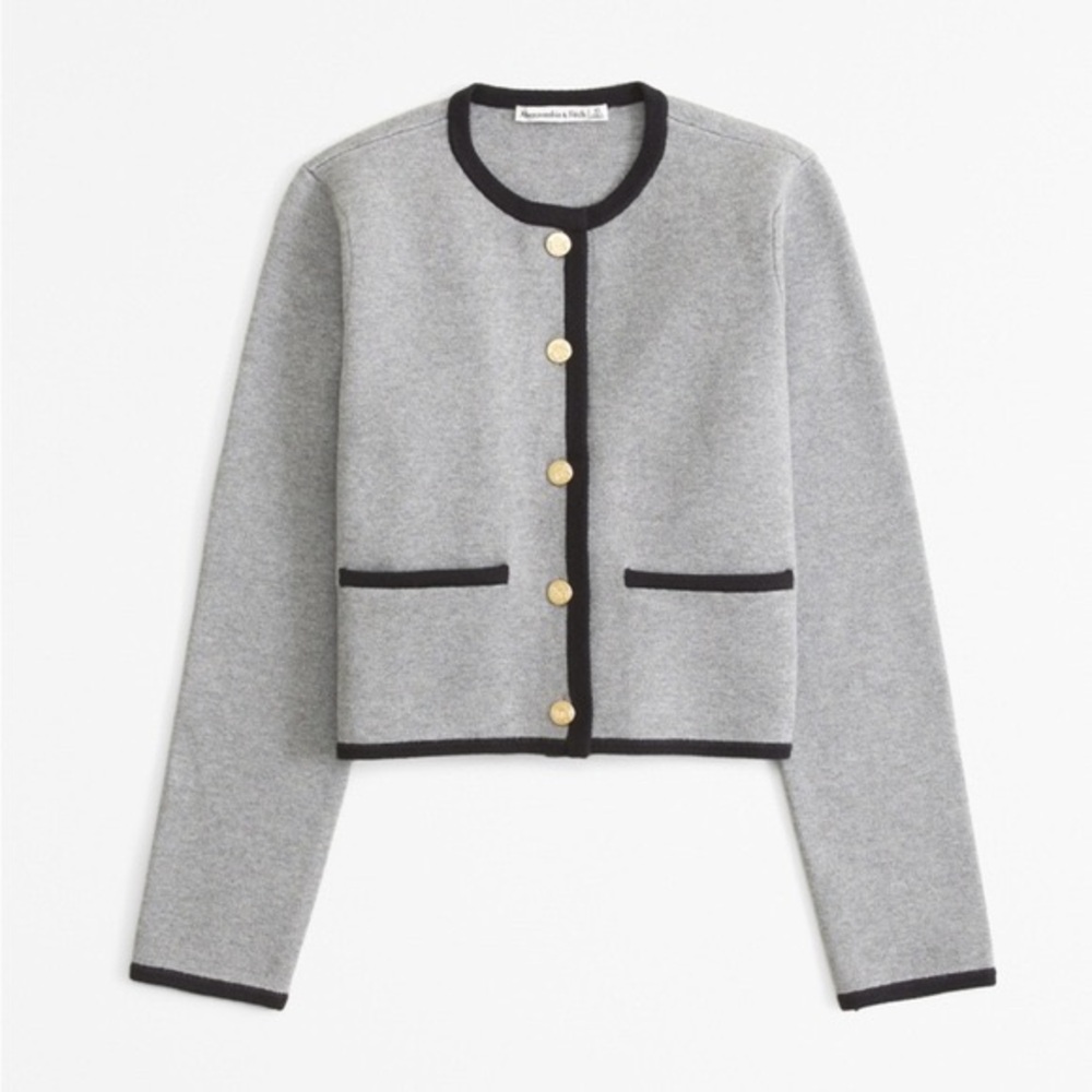 Abercrombie & Fitch Gray Cardigan with Black Trim